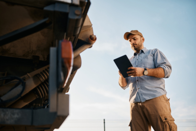below-view-of-truck-driver-using below-view-of-truck-driver-using